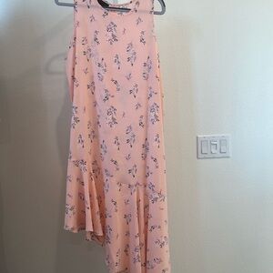 Attention Peach Floral Semisheer Sleeveless Tunic Dress